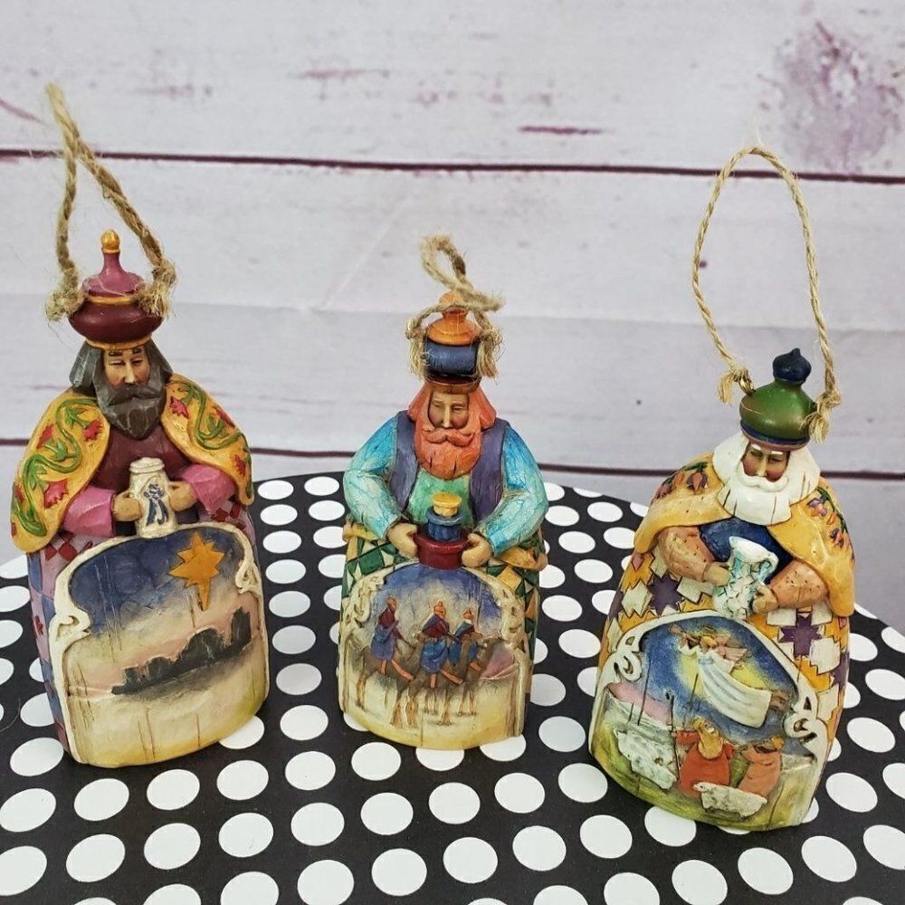 JIM SHORE Heartwood Creek 2004 3 WISE MEN Hanging ornaments Christmas